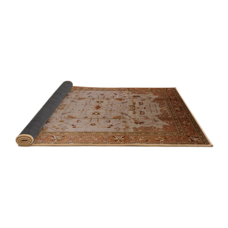 Tapis brun à motif oriental, Rond 4 pi