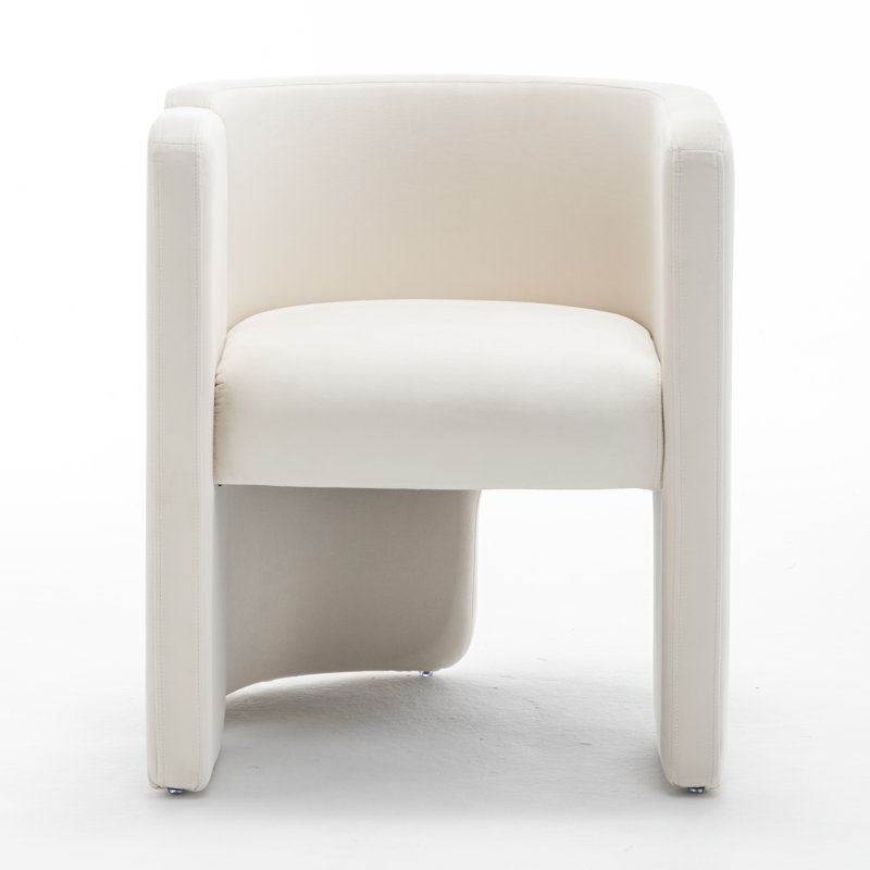 Jaimyn 24" Wide Upholstered Barrel Accent Chair, Beige Velvet