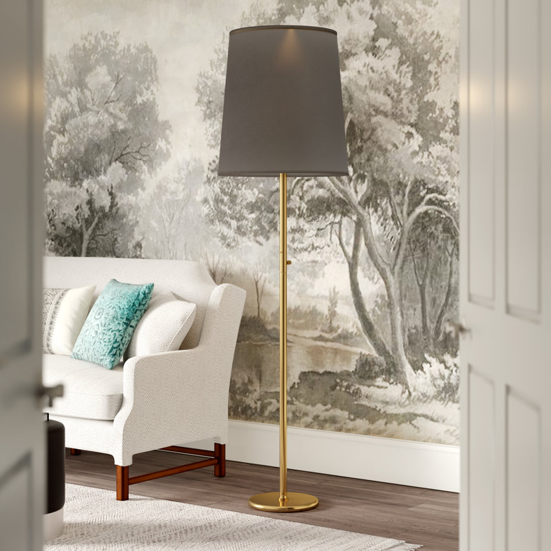 Buster 79.5'' Traditional Floor Lamp, Smoke Gray, Polished Nickel
