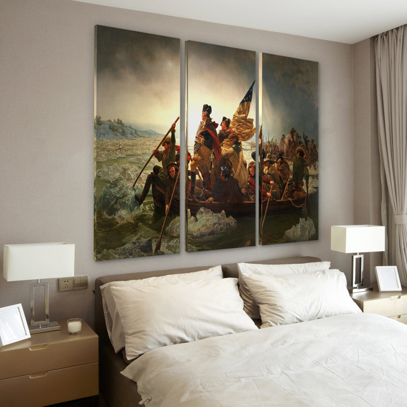 « washington crossing the endey », reproduction de peinture à l’acrylique à multiples images sur toile tendue de galerie