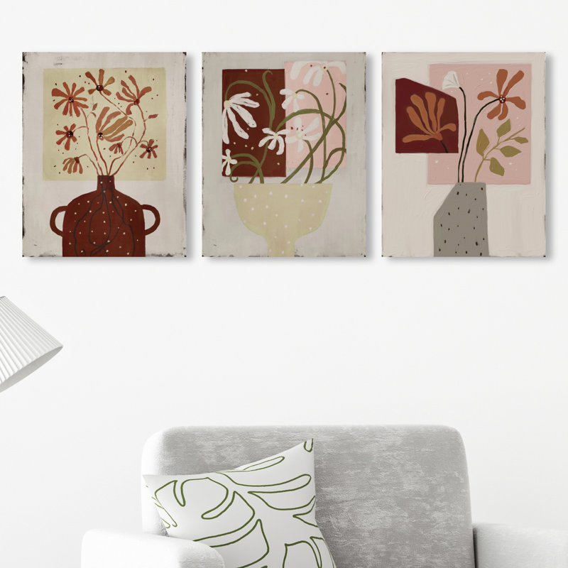Modern Vases Set Floral & Botanical Canvas Print by Oliver Gal, Black Frame, 16 x 20, 20" H x 16" W, Gallery Wrapped