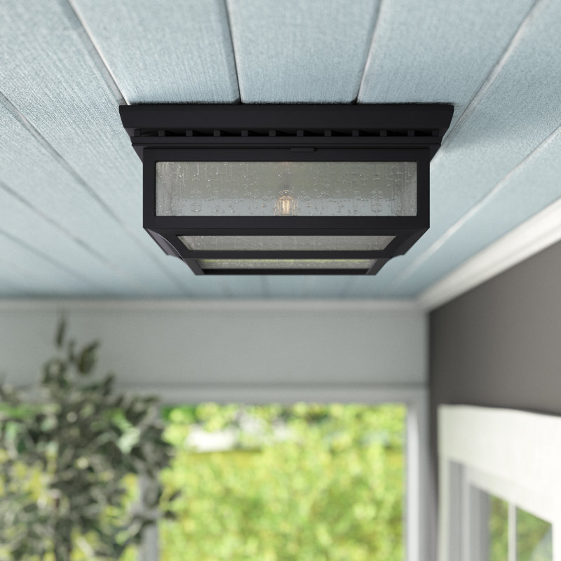 Nisbet 13'' W Outdoor Flush Mount, Dark Weathered Zinc