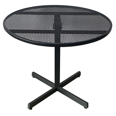 Table d'extérieur pliante en métal noire, ronde de 36 po