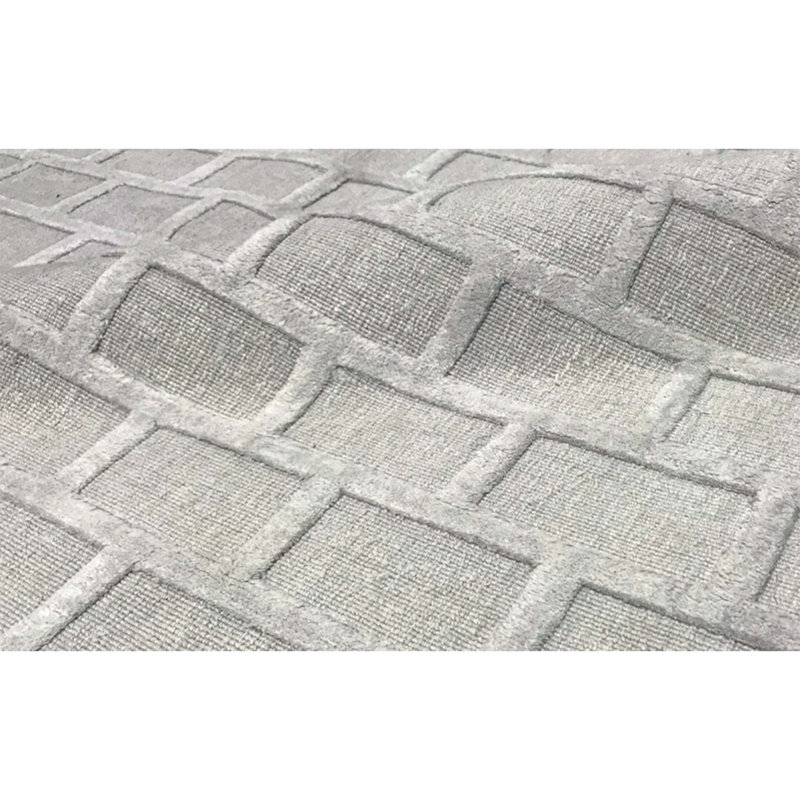 Cotton Geometric Area Rug in Gray