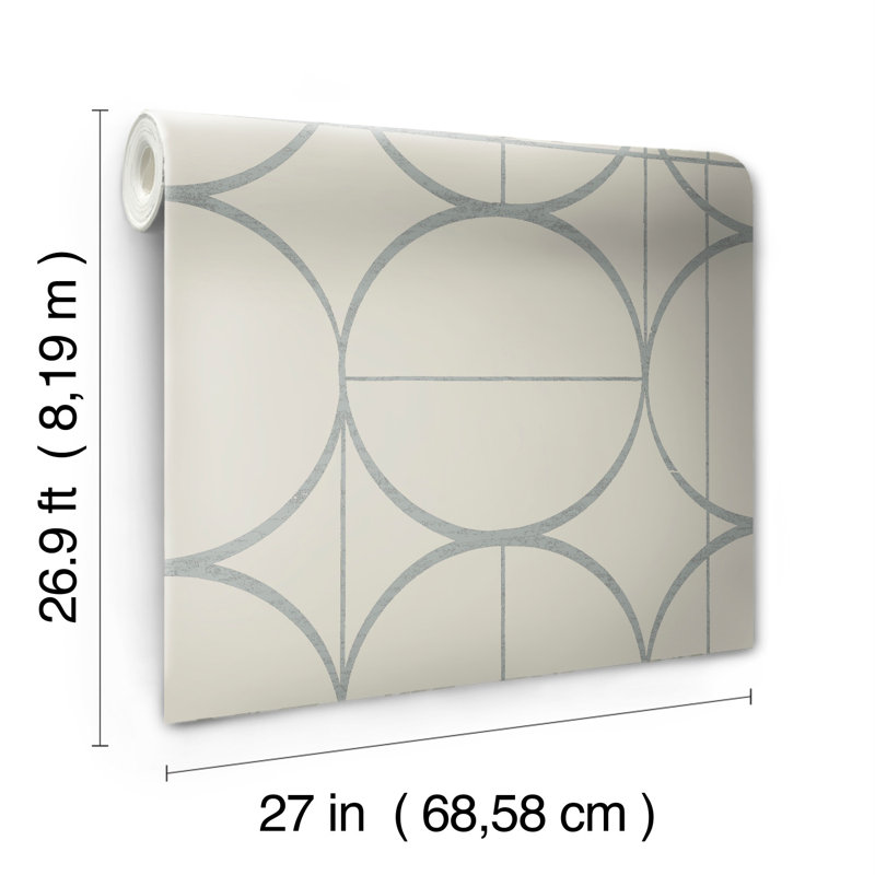 Geometric Metallic Wallpaper Roll, Gray