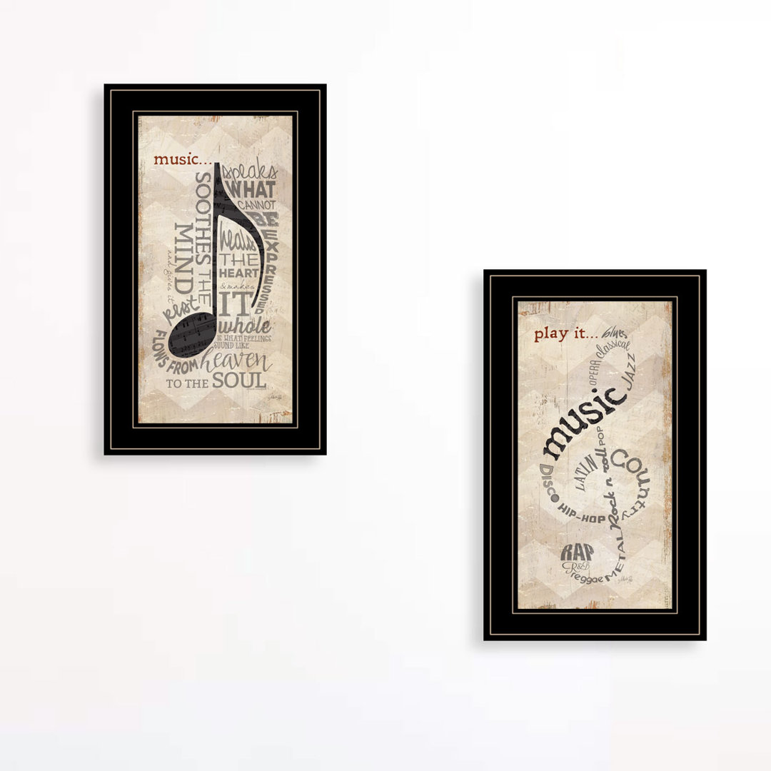 Music 2-Piece Vignette Framed Wall Art for Living Room, Home Wall Decor by Marla Rae Red Barrel Studio® Frame 
