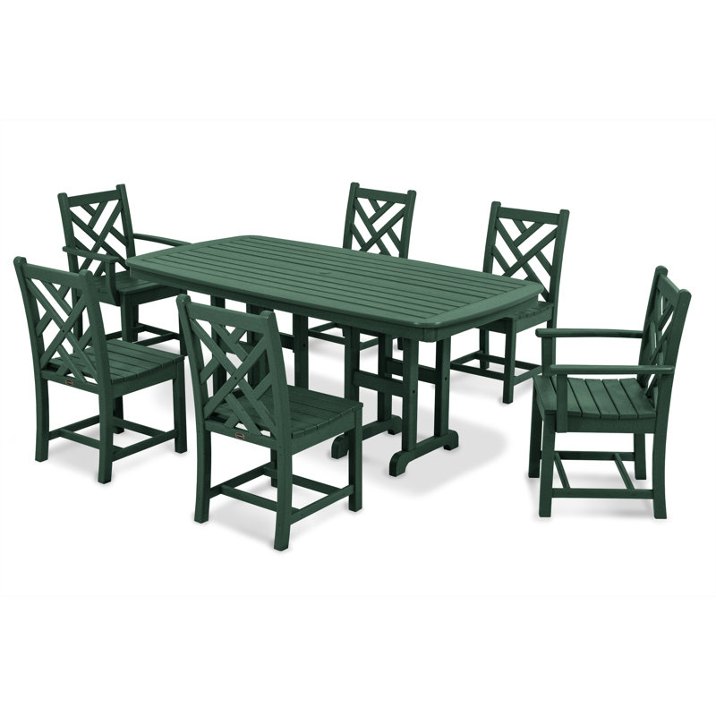 POLYWOOD Chippendale 7-Piece Dining Set, Green