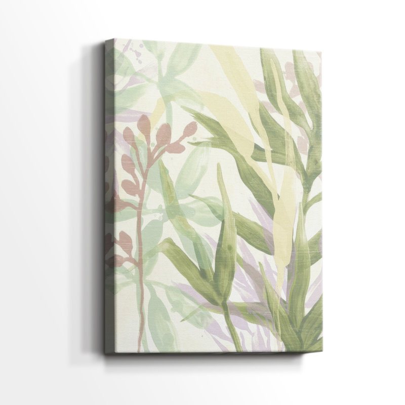 Feuilles tropicales de rêve II - Cavas enveloppés de galerie, H 18 po x l 12 po