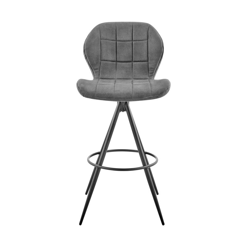 Tabouret de bar pivotant à hauteur de comptoir en tissu gris anthracite et finition noire, 1
