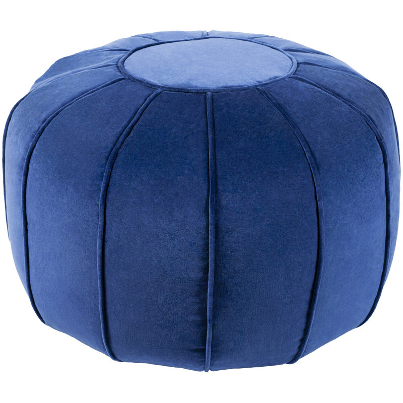 Zebulon Velvet Pouf, Navy