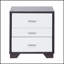 Table d'appoint rectangulaire blanche et noire à 3 tiroirs avec rangement spacieux et design polyvalent pour les intérieurs modernes