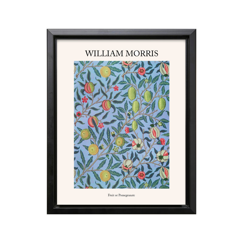 William Morris - fruit ou grenade, 11"H x 14"W, Canvas, Black Framed