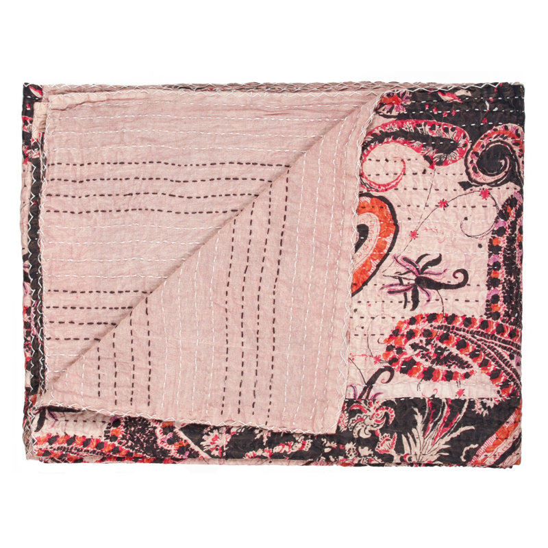 70" Multicolored Cotton and Faux Fur Handmade Throw Blanket