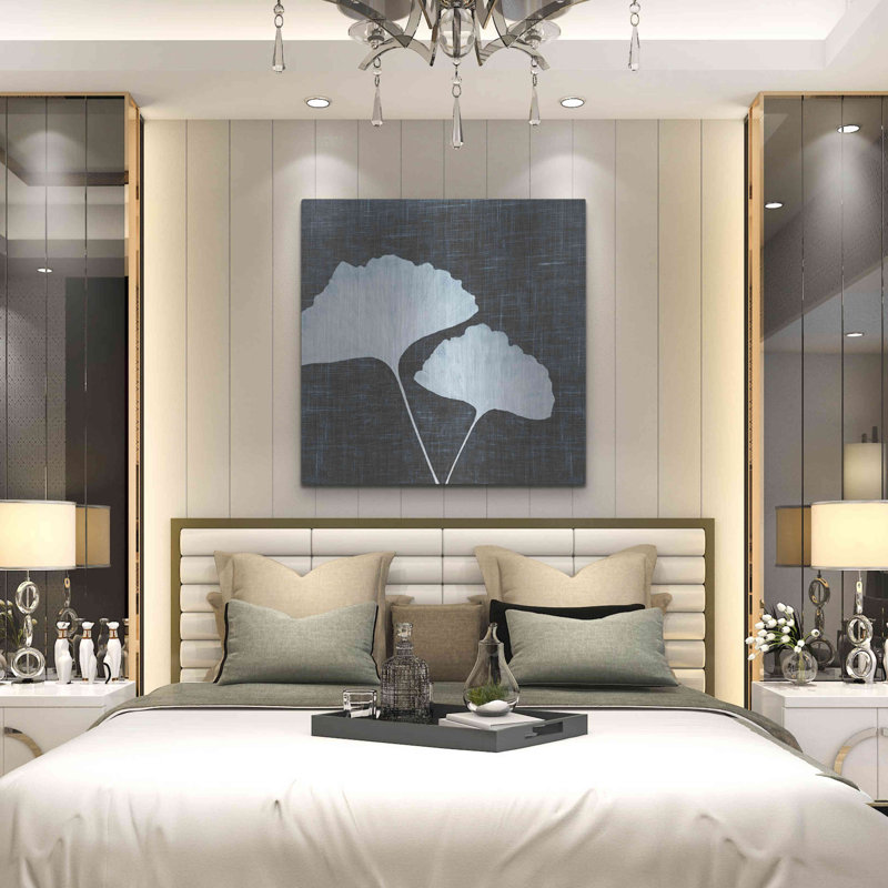 Lark Manor ™ «Leaves on Linen I» par Debra Van Swearingen, art mural en métal, H 36 po x l 36 po