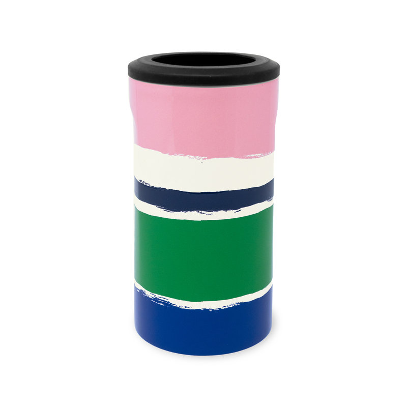 Stainless Steel Can Beverage Sleeve, Ocean Stripe
