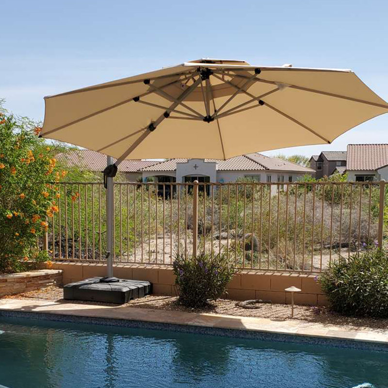 Parasol extérieur Legend avec base, Bleu marine, H 108 po x l 144 po x P 144 po
