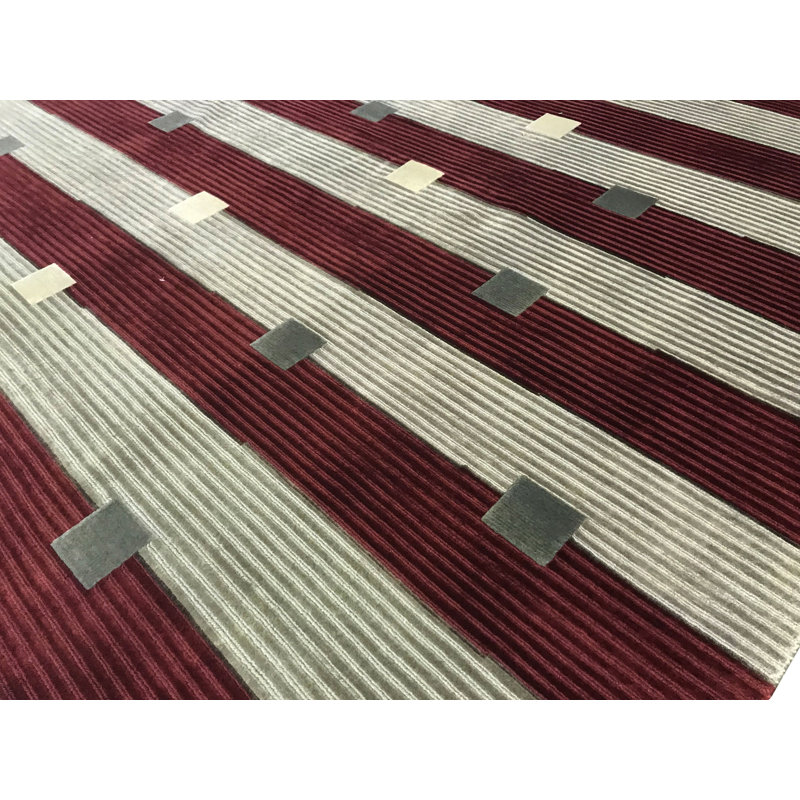 Hand-Knotted High-Quality Wine and Beige Area Rug