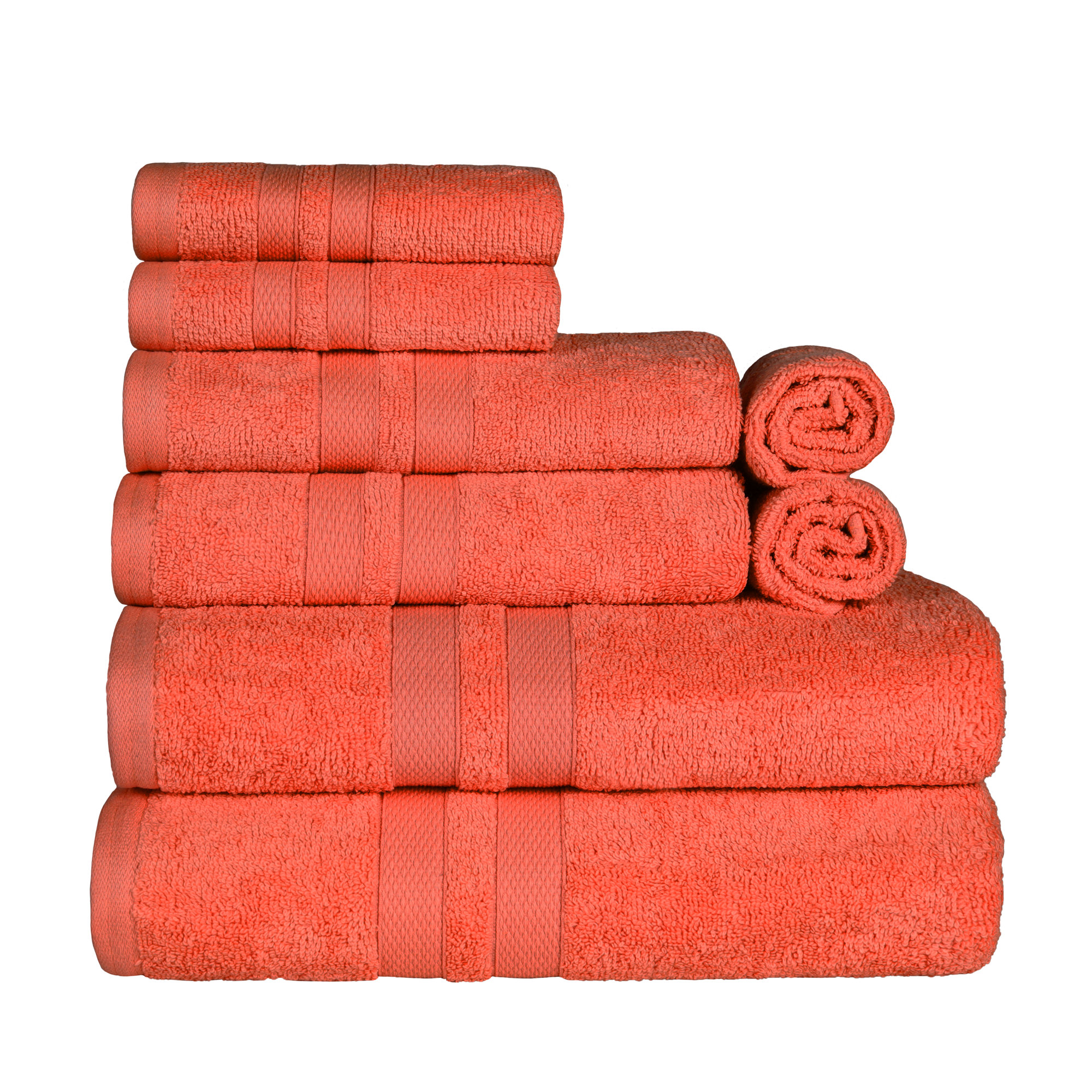 Winthrop Ultra Soft Quick-Drying 8-Piece Cotton Towel Set, Tangerine