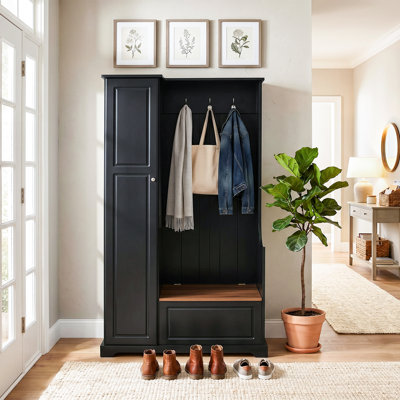 Multifunctional Entryway Hall Tree with Flip-Up Storage Bench, Adjustable Shelves and Hanging Hooks, Heavy-Duty MDF & Particle Board Mudroom Storage Organizer for Home Entryway Décor
