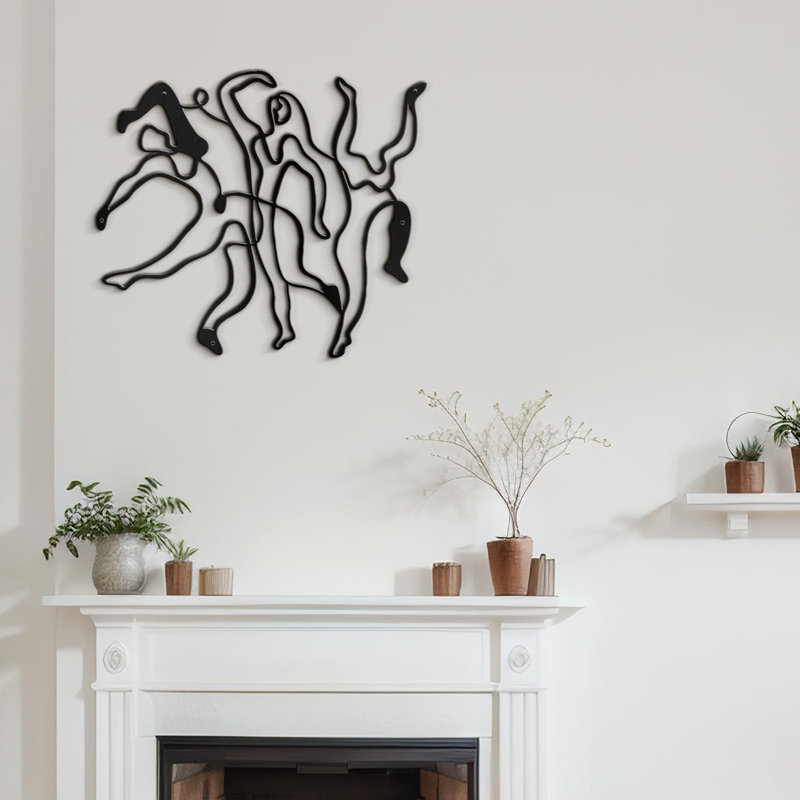 Décoration murale en métal, H 30 po x l 30 po x P 0,05 po, Noir