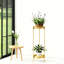 Grand support à plantes en métal - étagère à fleurs à 2 niveaux de 30 pouces avec 2 tablettes de présentation amovibles pour le balcon de la chambre à coucher (or) - Cadeaux pour la pendaison de crémaillère