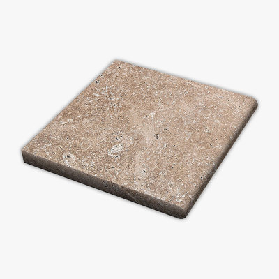 Walnut Tumbled 12x12 Travertine Thick Bullnose Coping