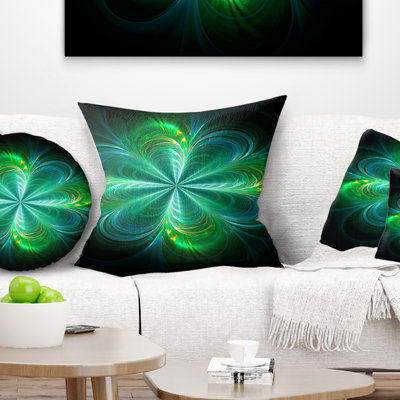 Green Fractal Flower Blooming - Coussin imprimé floral