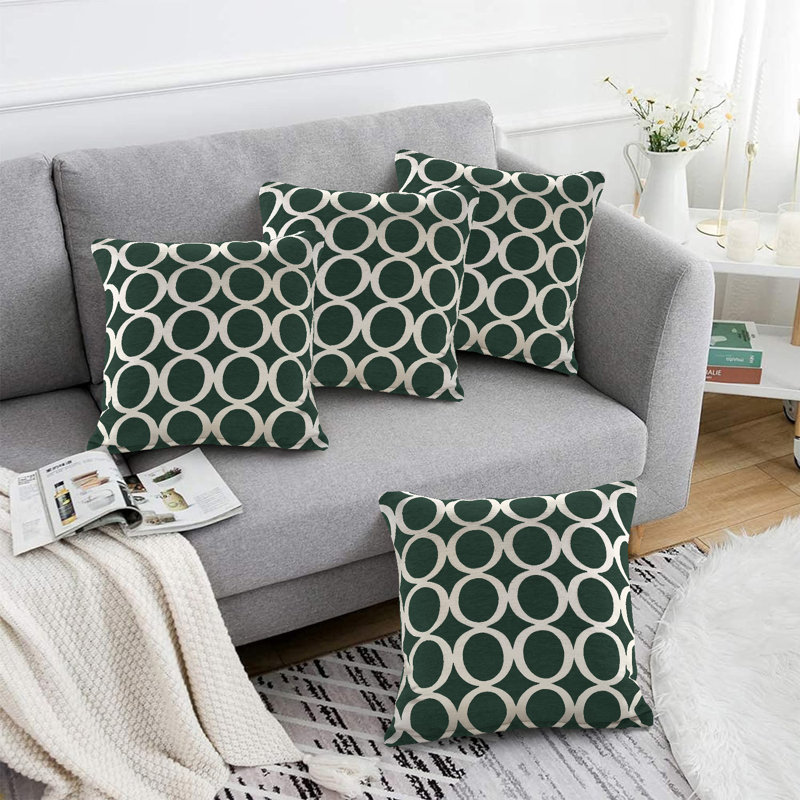 Broward Oh Geometric Cushion with Filling, 45cm H x 45cm W x 15cm D, Green