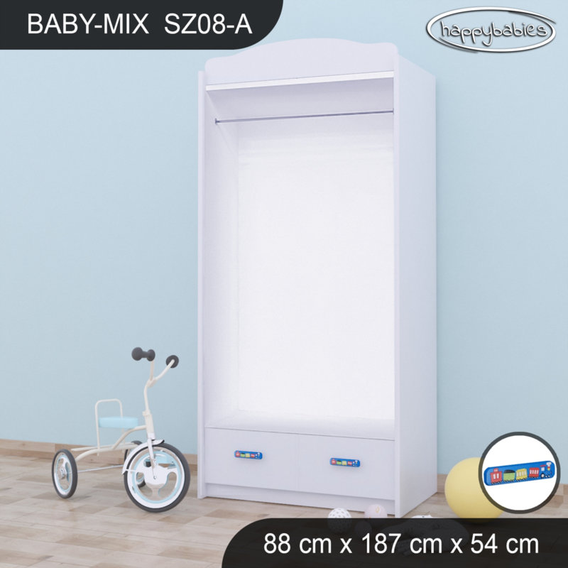 2 Door Wardrobe, White/Blue