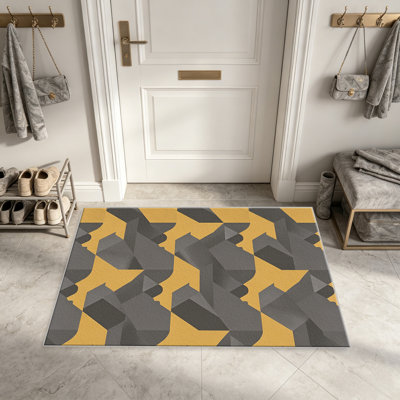 Tapis gris anthracite moutarde pour le salon, doux et confortable, convient à toutes les saisons, facile à entretenir, tapis de sol intérieur lavable à la machine, sous la table de ferme convenant à la chambre à coucher, à la salle à manger, au bureau, au balcon, au patio