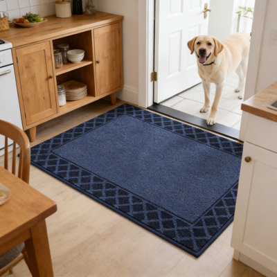 Dirt Trapper Door Mat Non Slip Absorbent Low Profile Washable 32X48 Navy Blue