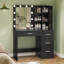 Makeup Vanity With Lighted Mirror, Vanity Desk With 4 Drawers And Open Shelves For Bedroom, Black-88077215