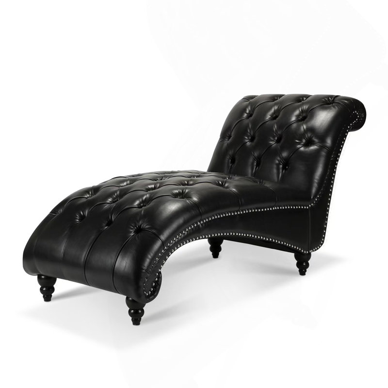 Chaise longue sans accoudoirs touffetée, Noir