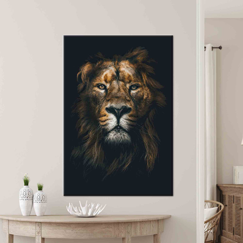 Large 3D Lion Canvas Wall Art Perfect Cave Featuring Modern Art Print inspired by Wildlife, 100 cm H x 70 cm W