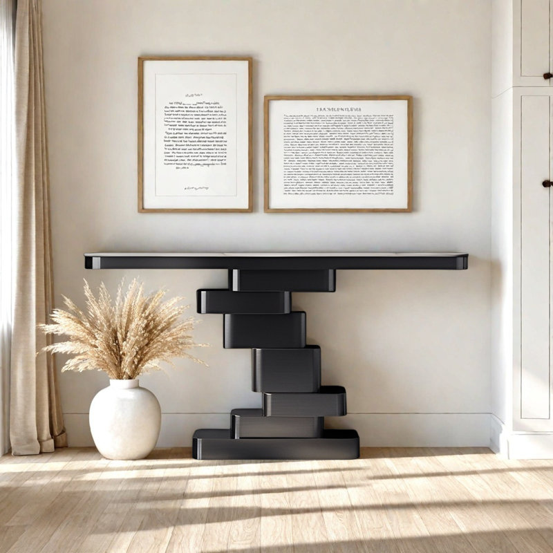 Console Modern Minimalist Luxury Art, H 33,46 po x l 62,99 po x P 13,78 po, Noir