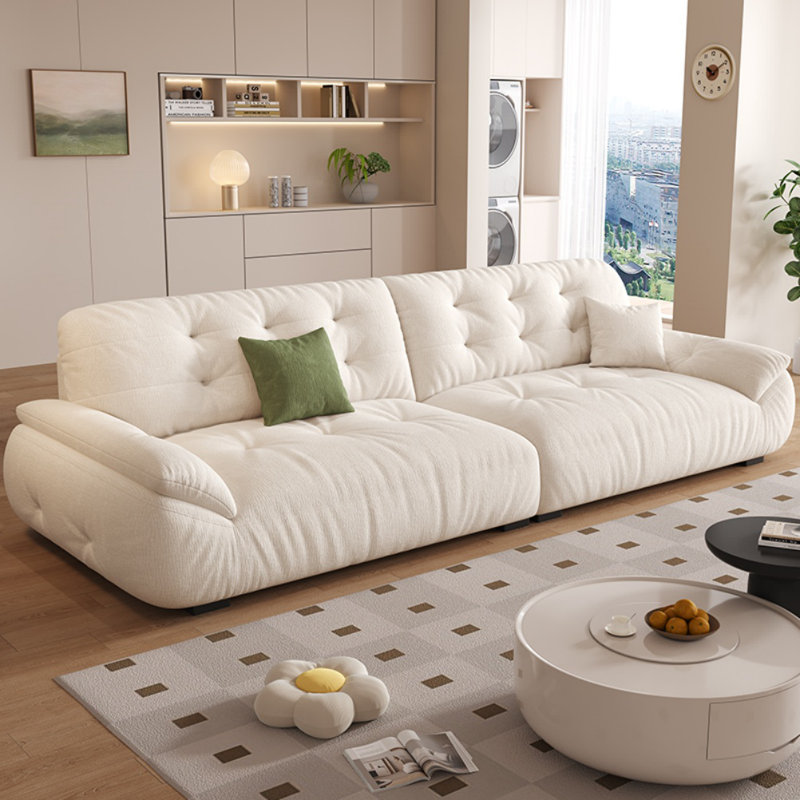Canapé moderne simple et créatif, 4, H 35,43 po x l 122,05 po x P 40,55 po, Blanc cassé / blanc