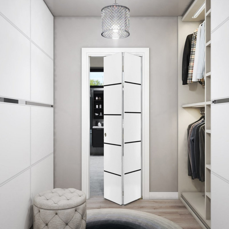 Porte pliante en bois massif massif, Satin blanc, 36 po x 80 po