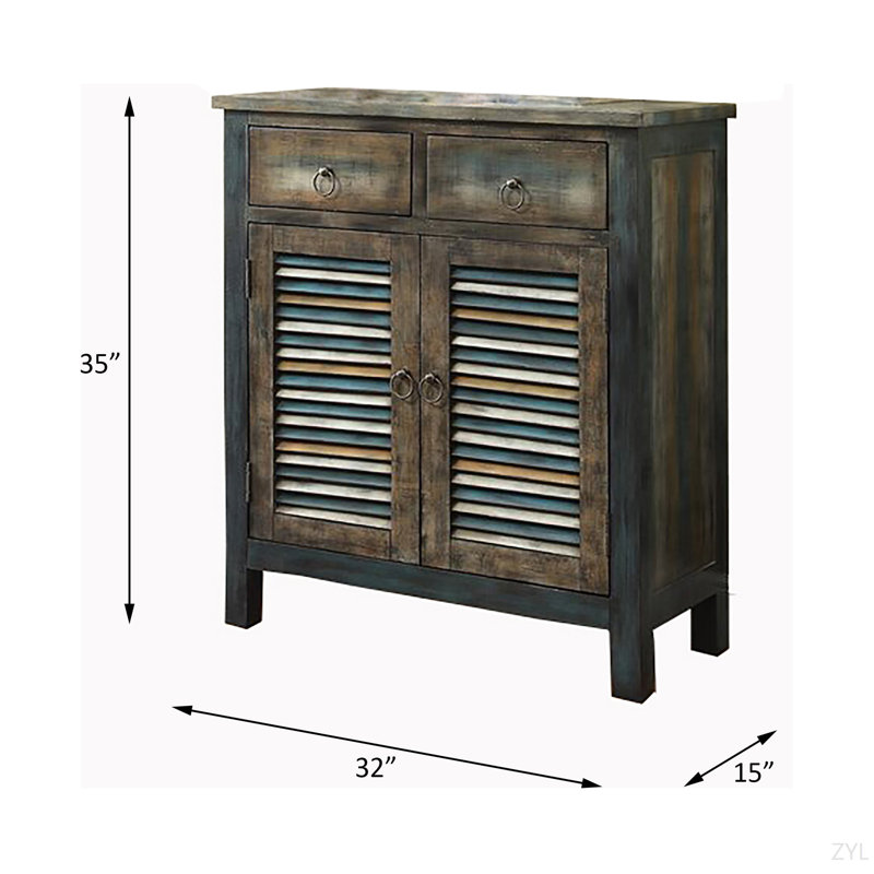 Armoire console en chêne et sarcelle Anqtique