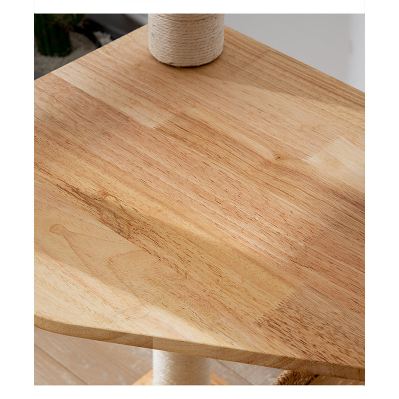 51.18" Natural Colour Standard Solid Wood Cat Tree