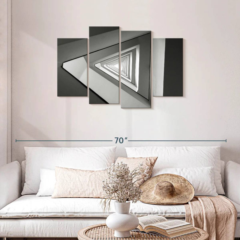 Lilie triangles gris infinis, H 27 po x l 43 po