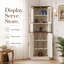  Armoire de coin haute de 66,92 po avec tablettes réglables pour un excellent rangement, armoire de rangement hexagonale pour salle de bain, salon et cuisine, blanc cassé-1071805852