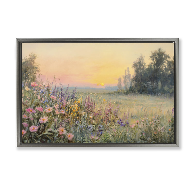 Cadre flottant Serene Twilight Meadow, design par Petal Prints Design, Luster Gray Floater Framed, 17 x 25