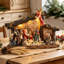 Crèche de Noël de 38 cm avec figurines et lumière DEL
