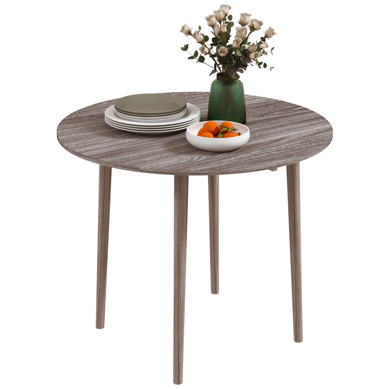 HOMCOM Folding Dining Table for 4 Round Drop Leaf Table, Modern, Grey