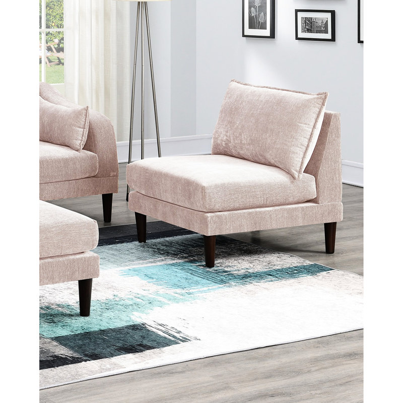 Mobilier de salon rosé, modulaire modulaire 5 pièces avec et chaise moderne, chaises incluses, revêtement en tissu