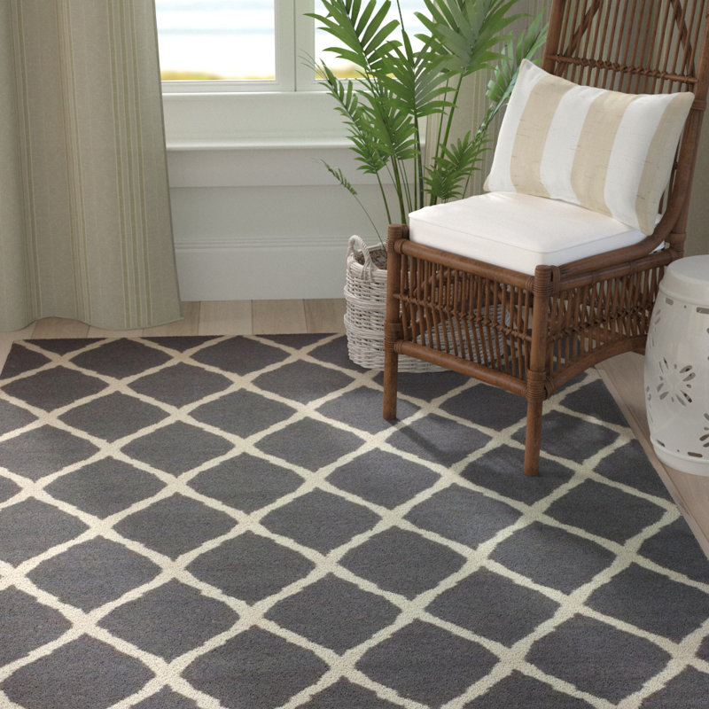 Tapis gris / ivoire tissé à la main et à plat Abbott, 8 pi x 10 pi