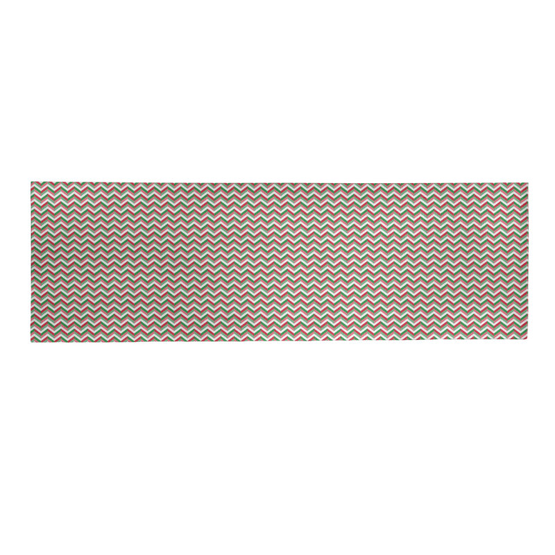 Tapis rouge/vert chevron fait main, Tapis de couloir 2 pi x 8 pi