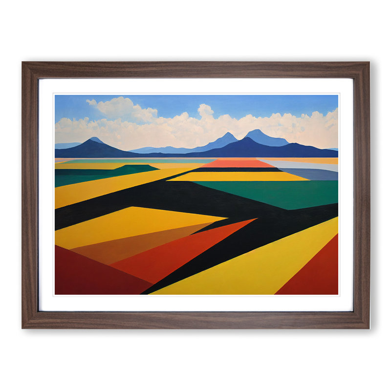 Abstract Meadow Landscape Vol.3 - Framed Print, 34cm H x 46cm W x 2cm D, Walnut