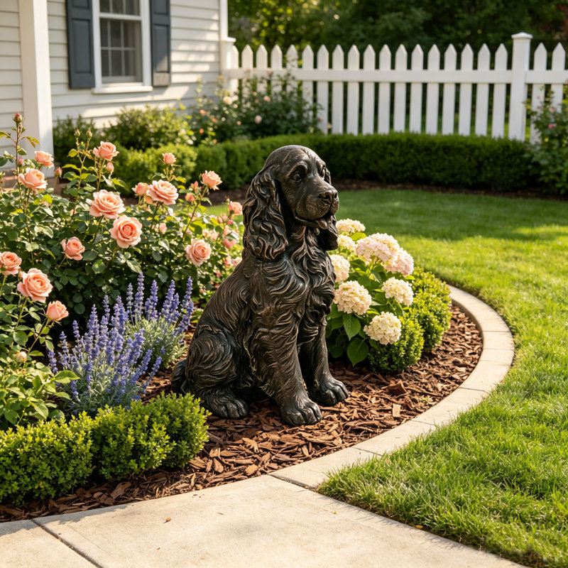 18'' Bronze Finish Cocker Spaniel Dog Statue