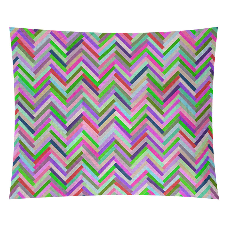 Tapisserie murale chevrons, H 68 po x l 80 po, Rose / Vert